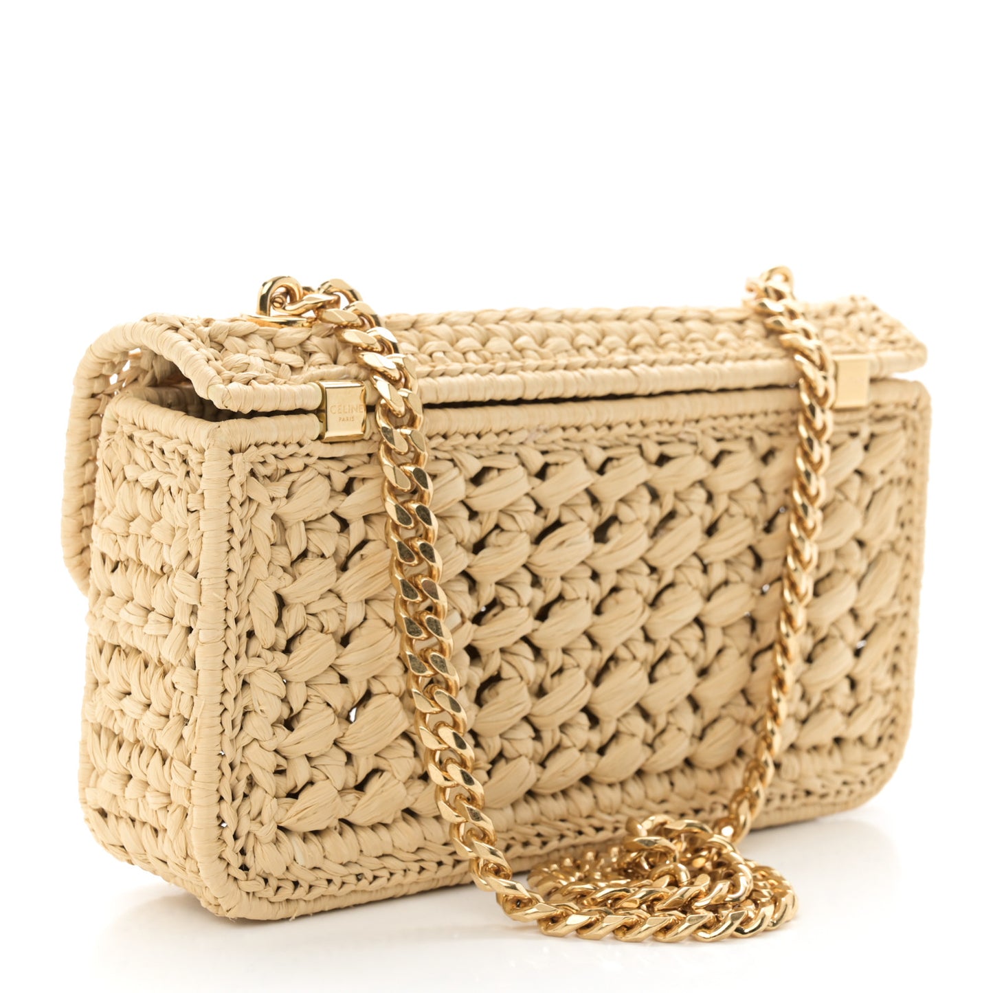 Raffia Effect Claude Chain Shoulder Bag Natural