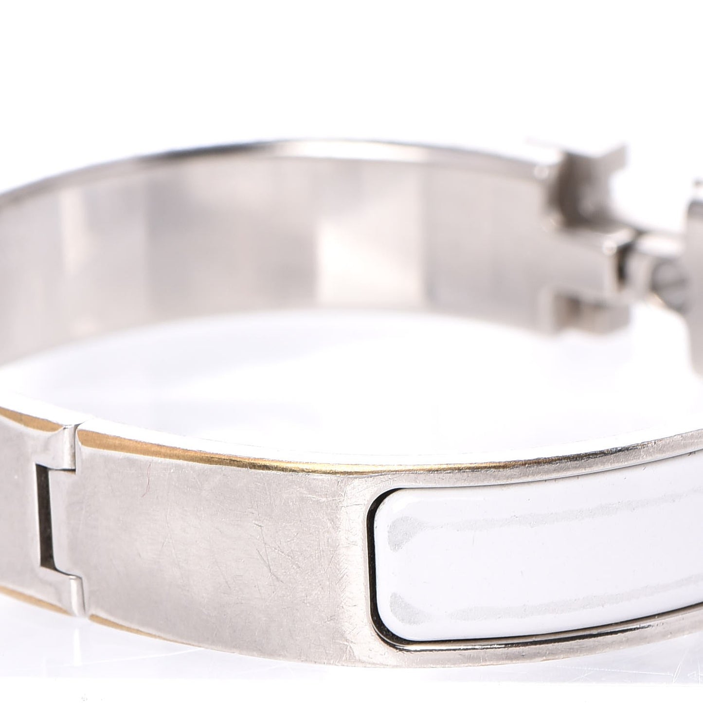 Enamel Narrow Clic Clac H Bracelet PM White