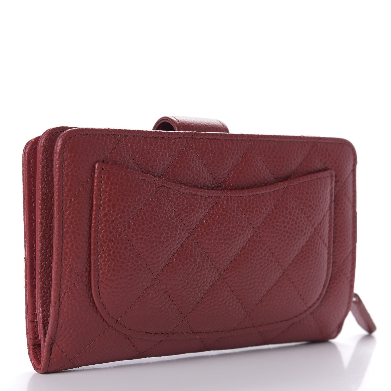 Chanel Caviar Quilted Zipped Pocket Wallet Red 3 of 10