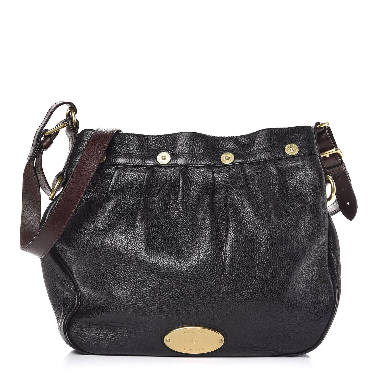 Pebbled Calfskin Medium Mitzy Messenger Black