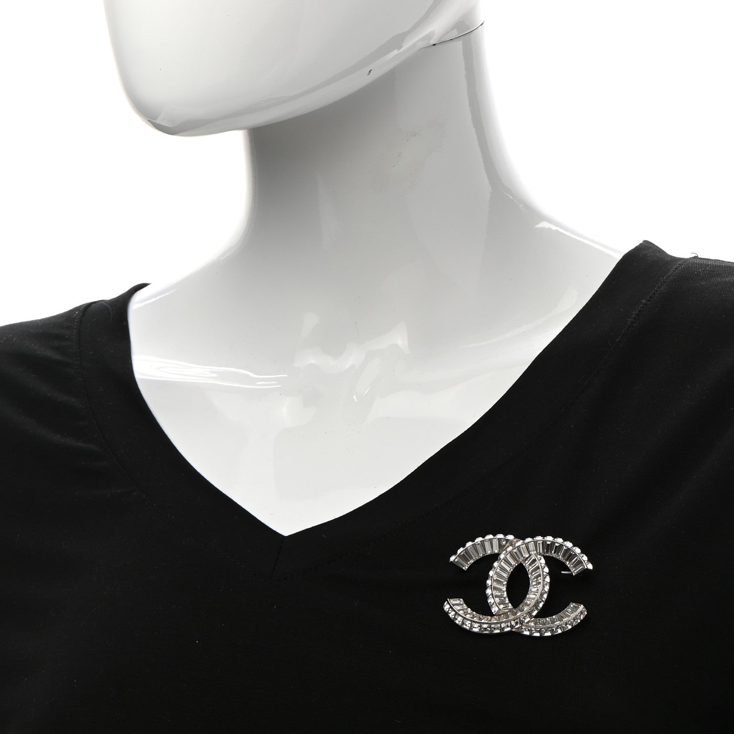 Chanel Baguette Crystal CC Brooch Silver 2 of 5