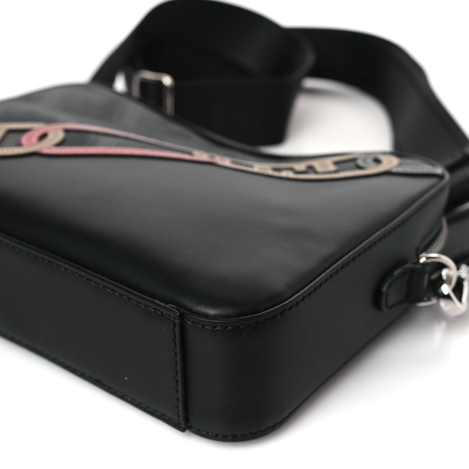 Fendi Vitello King FF Lines Embossed Lock Chain 1974 Diagonal Medium Camera Case Black 9 of 9