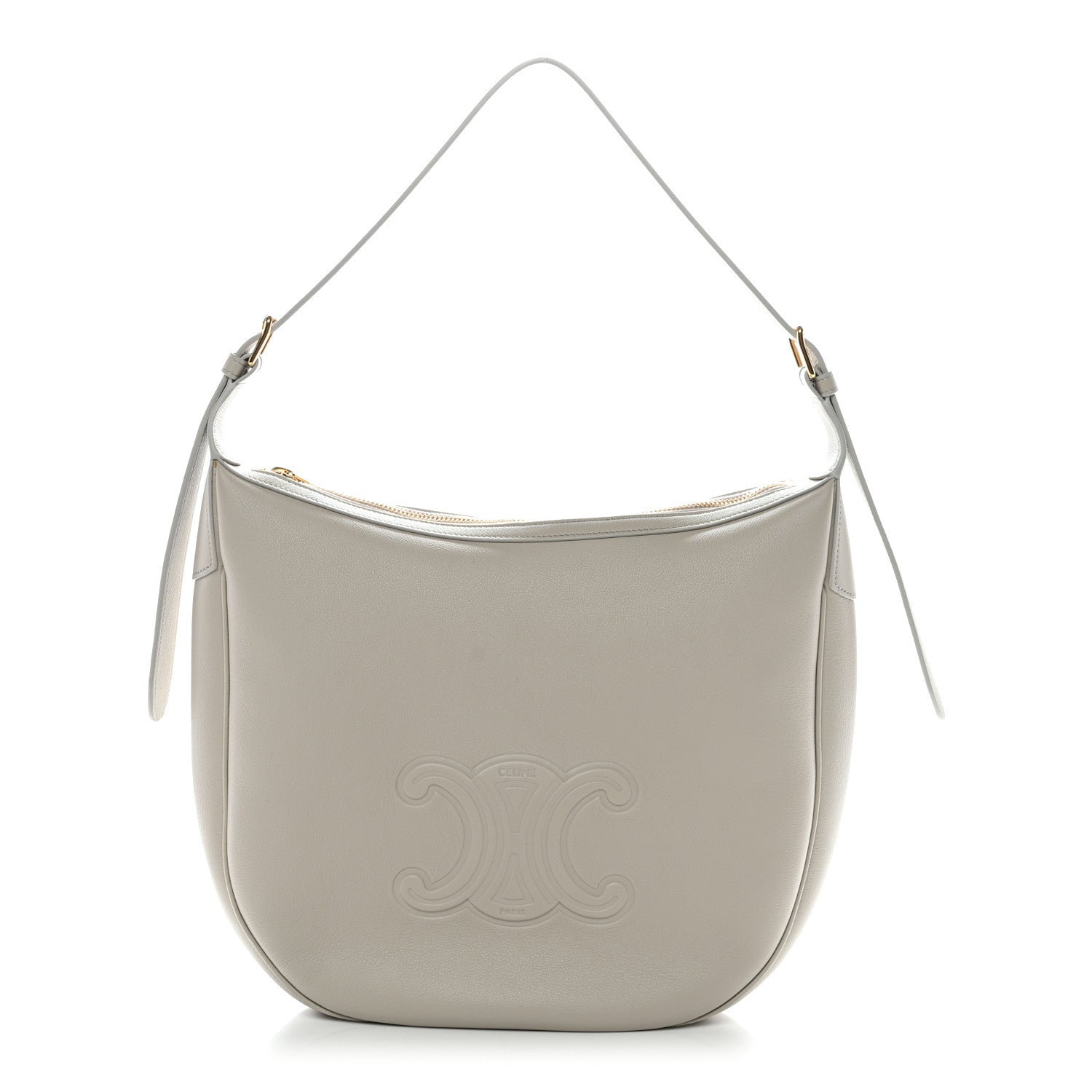 Celine Supple Calfskin Cuir Triomphe Heloise Shoulder Bag Light Stone 1 of 10