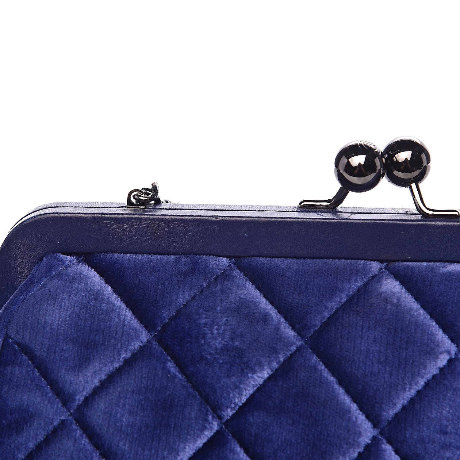 Chanel Velvet Quilted Kiss Lock Evening Bag Blue 12 of 12