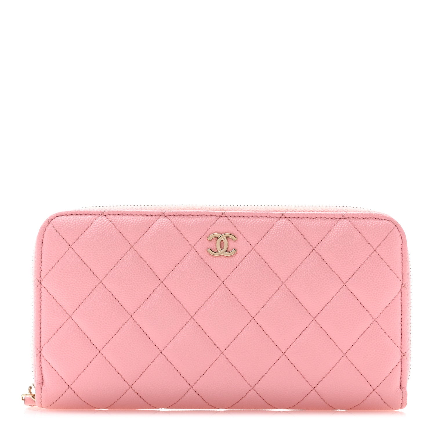 Chanel Caviar Quilted Large Gusset Zip Around Wallet Pink 1 of 12