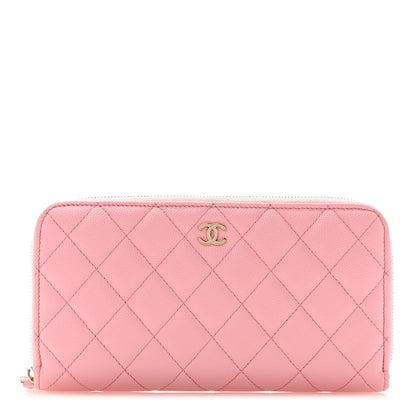 Chanel Caviar Quilted Large Gusset Zip Around Wallet Pink 1 of 12