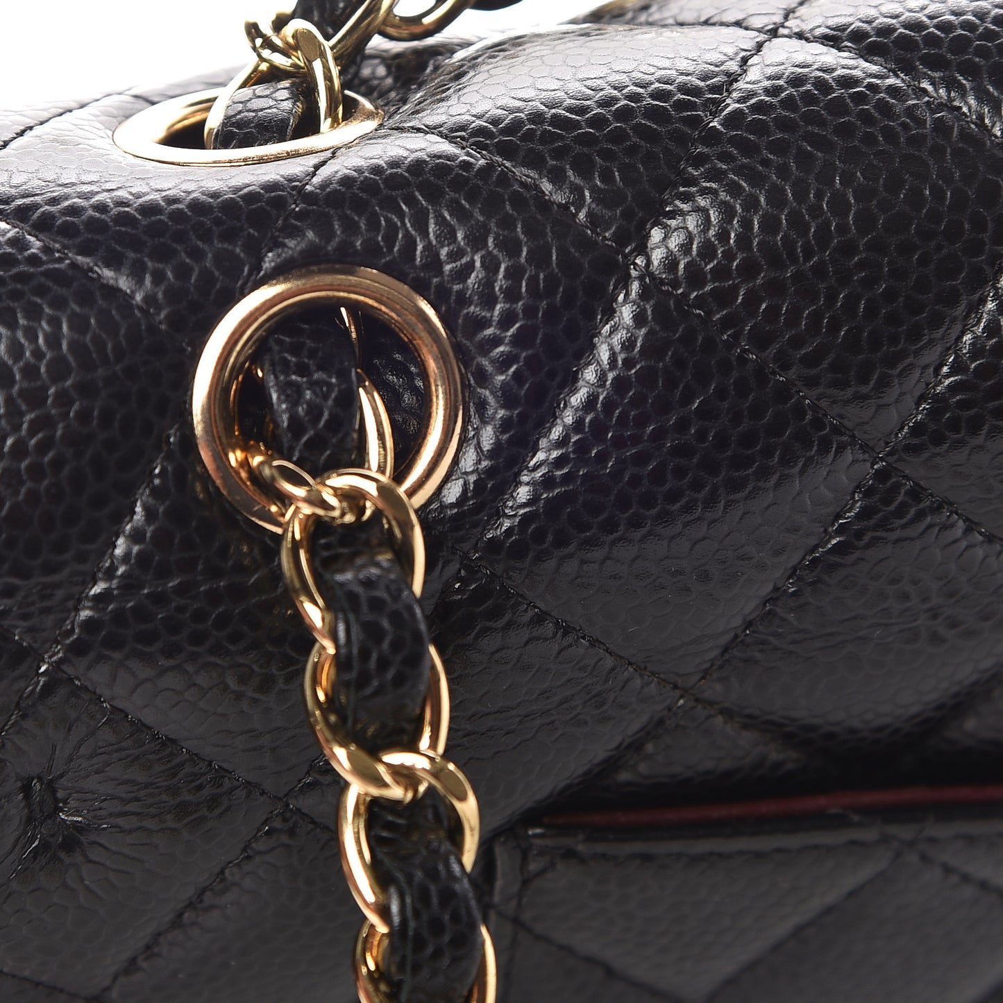 Caviar Quilted Medium Double Flap Black