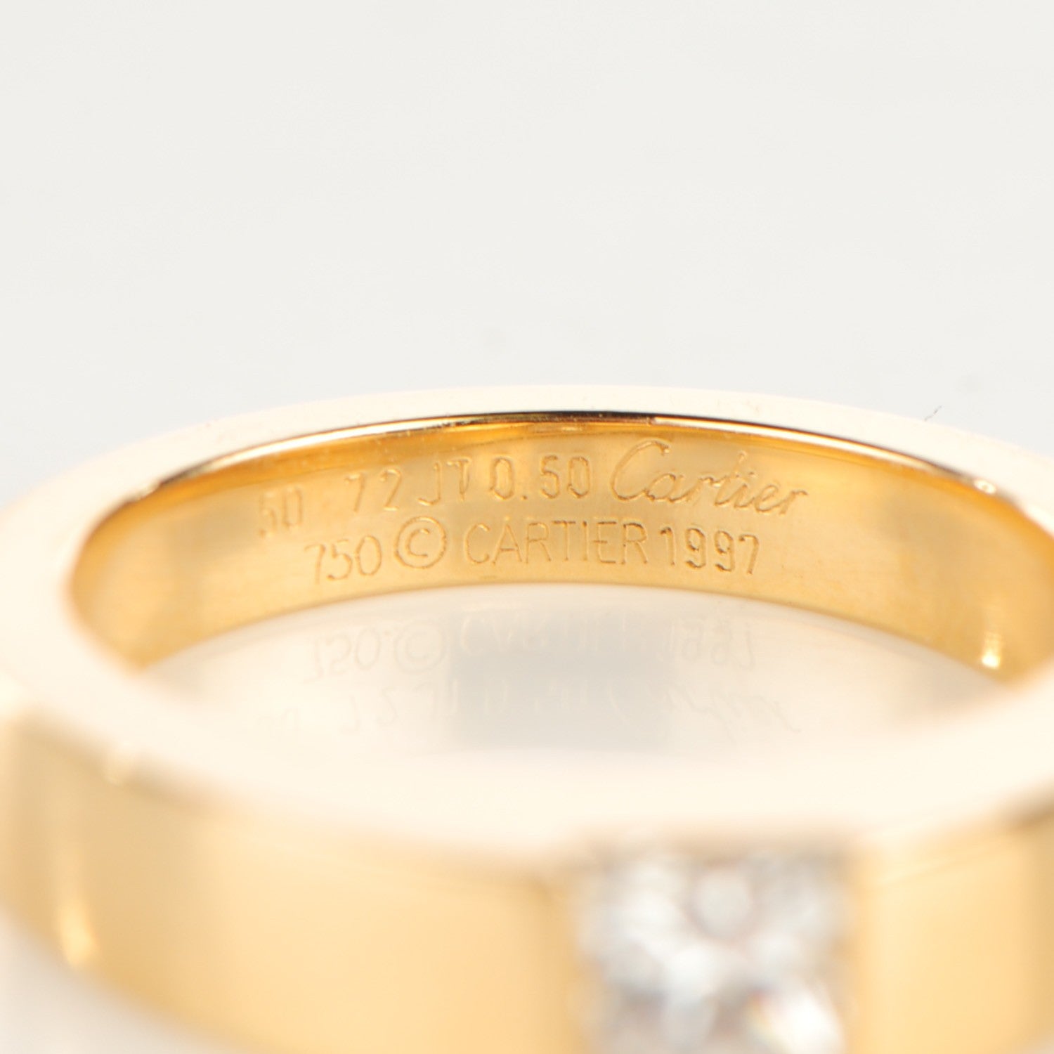 Cartier 18K Yellow Gold Diamond 4mm Tank Solitaire Ring 50 5.25 6 of 6