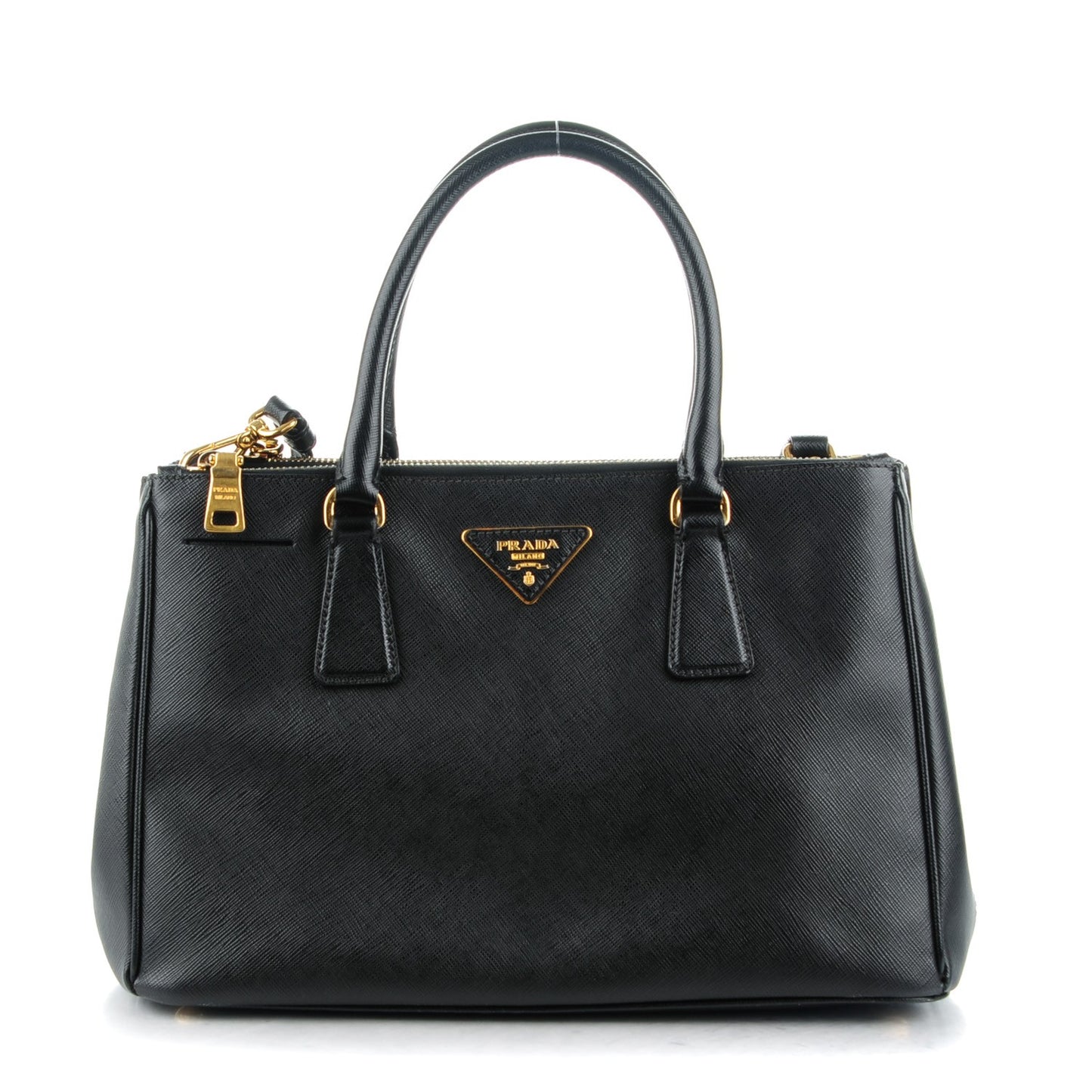 Saffiano Small Galleria Double Zip Tote Black