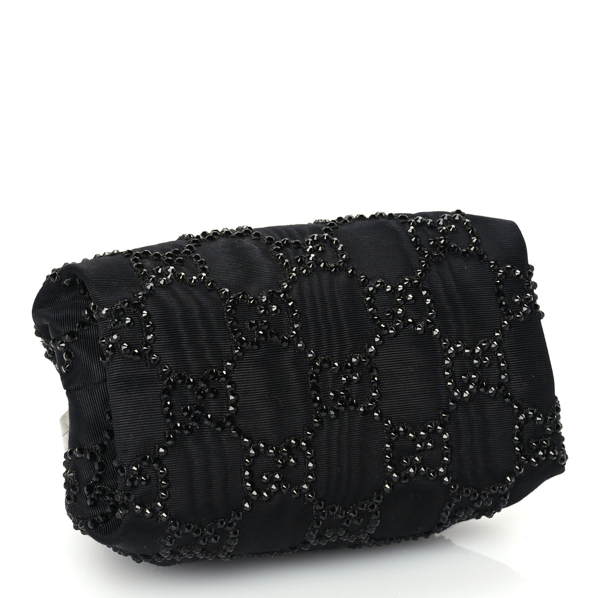 Gucci Metal Crystal GG Monogram Mini Crystal Bow Clutch Black 3 of 8