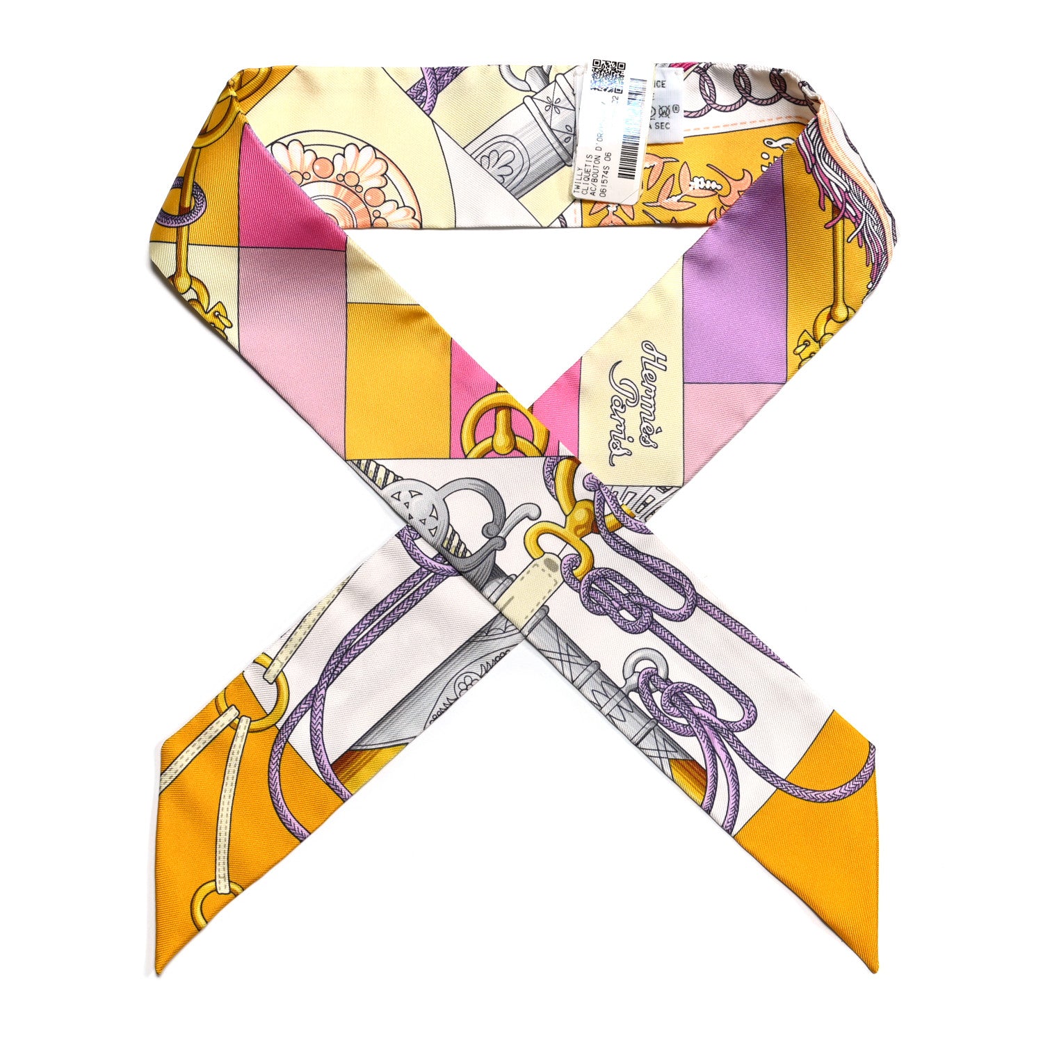 Hermes Silk Cliquetis Twilly Bouton D'Or Mauve 1 of 5