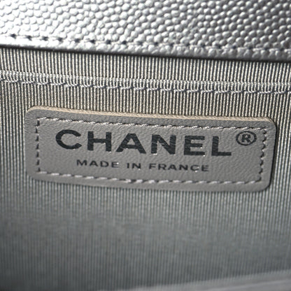 Chanel Metallic Caviar Quilted Medium Boy Flap Silver 6 of 10
