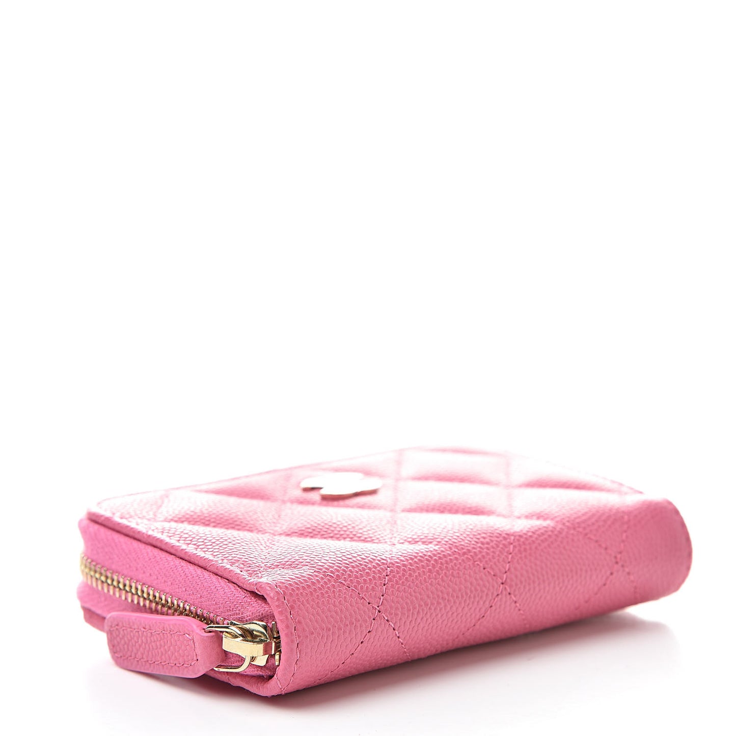 Caviar Quilted Zip Coin Purse Pink