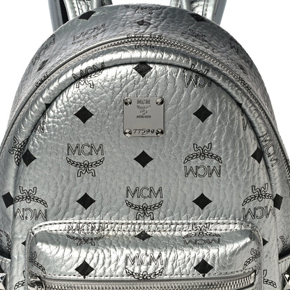 MCM Visetos Small Side Stud Stark Backpack Silver 7 of 9