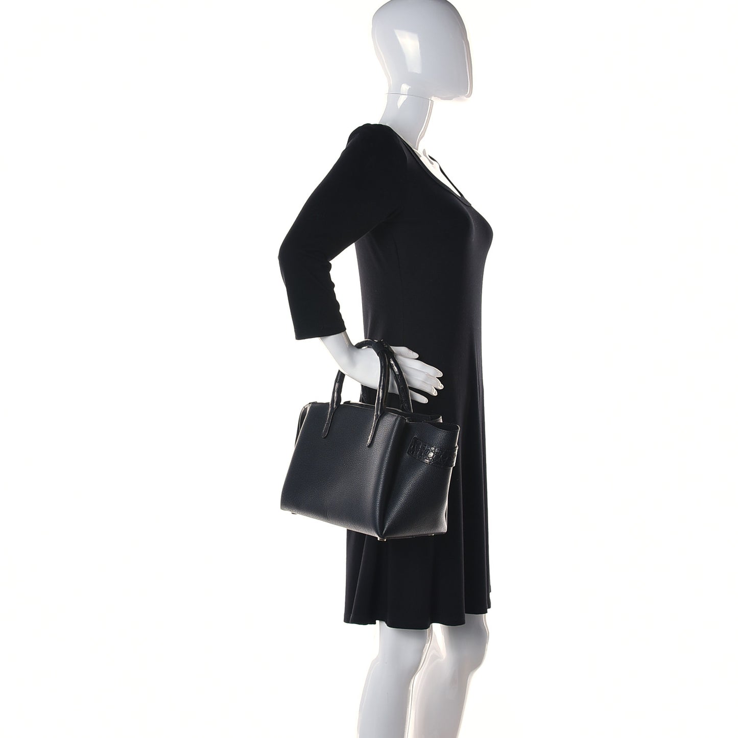 Calfskin Crocodile Cristie Satchel Black