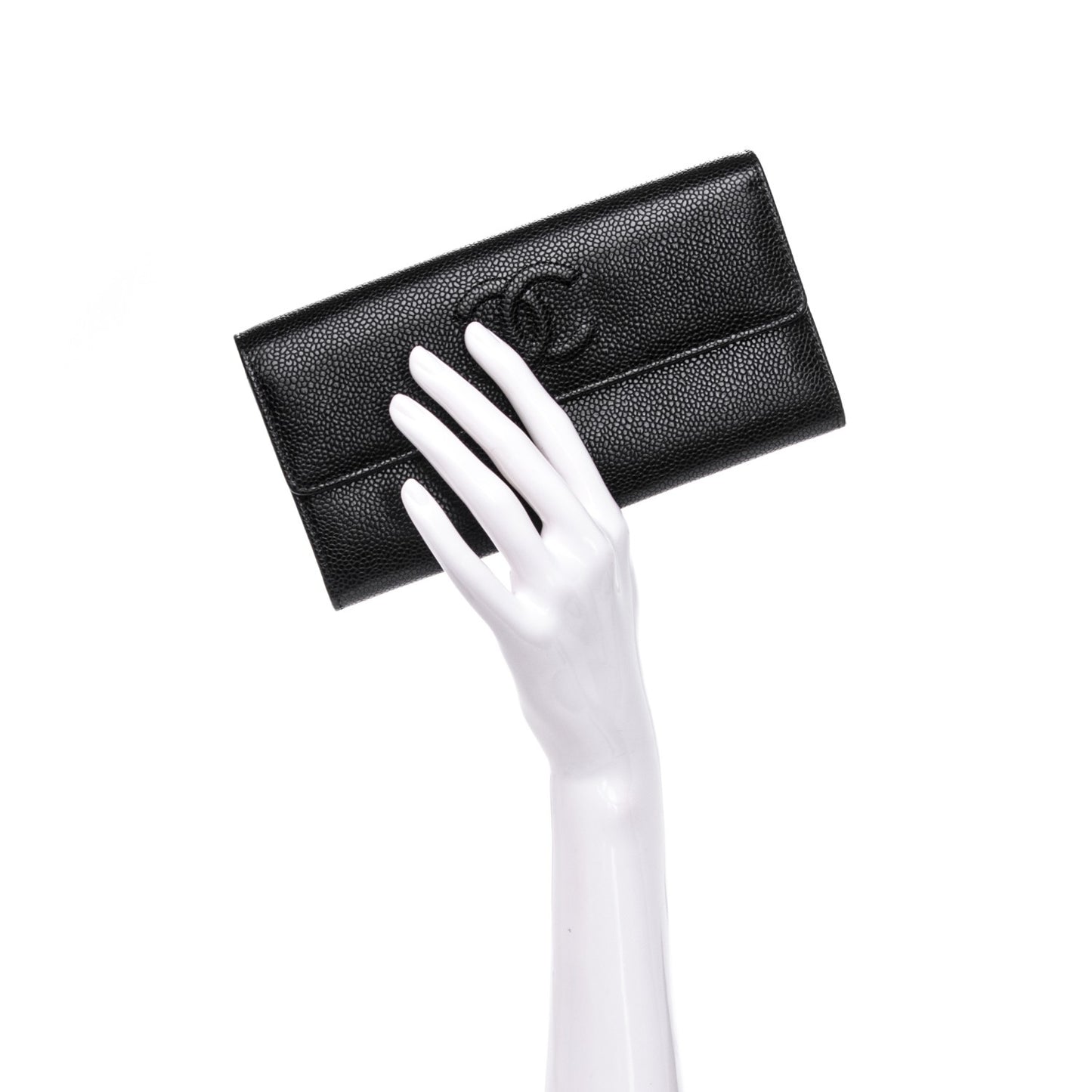 Caviar Timeless CC Large Gusset Flap Wallet Black