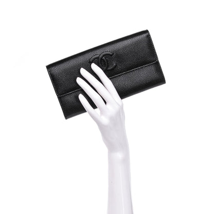 Chanel Caviar Timeless CC Large Gusset Flap Wallet Black 2 of 8
