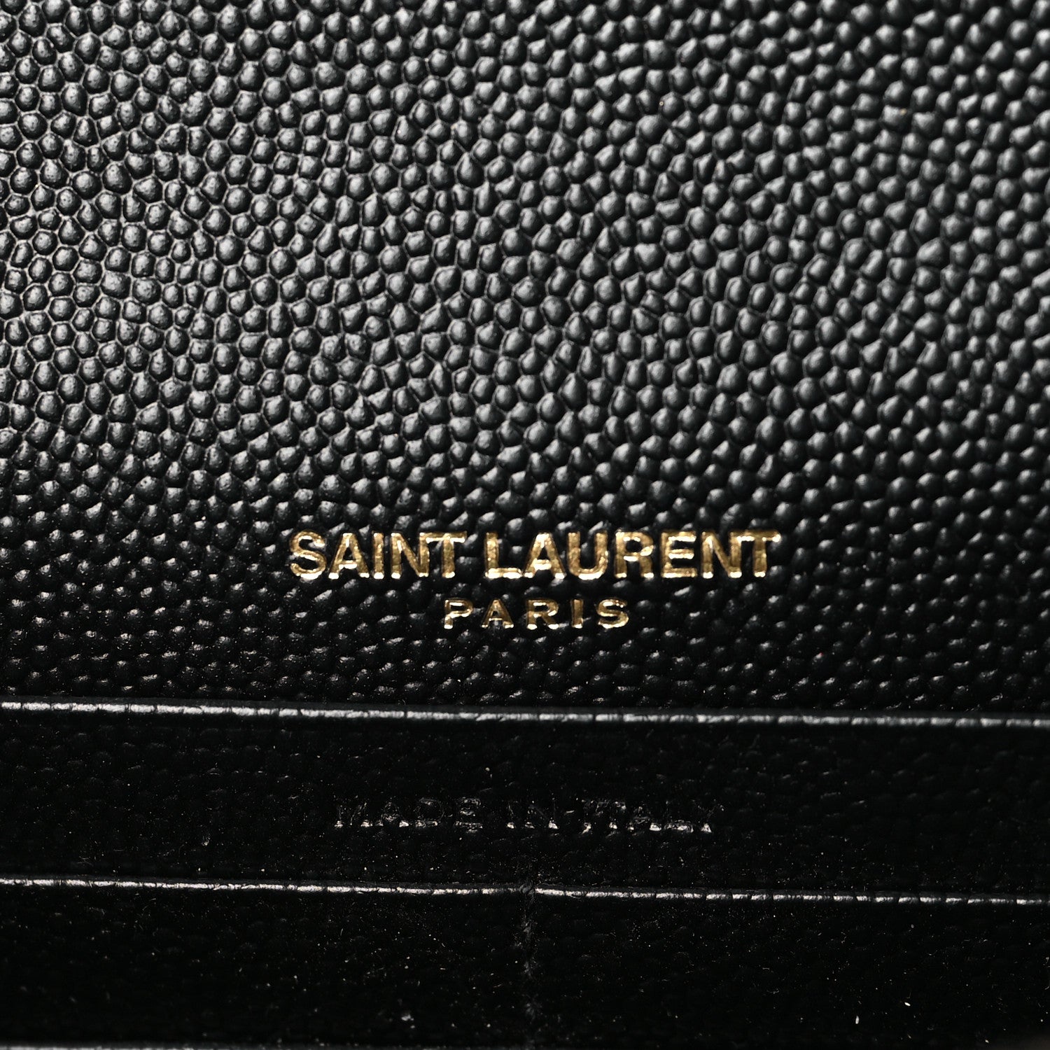 Saint Laurent Grain De Poudre Matelasse Chevron Monogram Envelope Chain Wallet Black 6 of 9