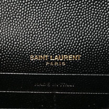 Saint Laurent Grain De Poudre Matelasse Chevron Monogram Envelope Chain Wallet Black 6 of 9