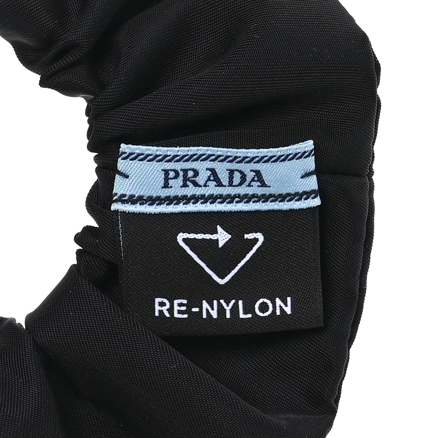 Re-Nylon Metal Logo Scrunchie Black