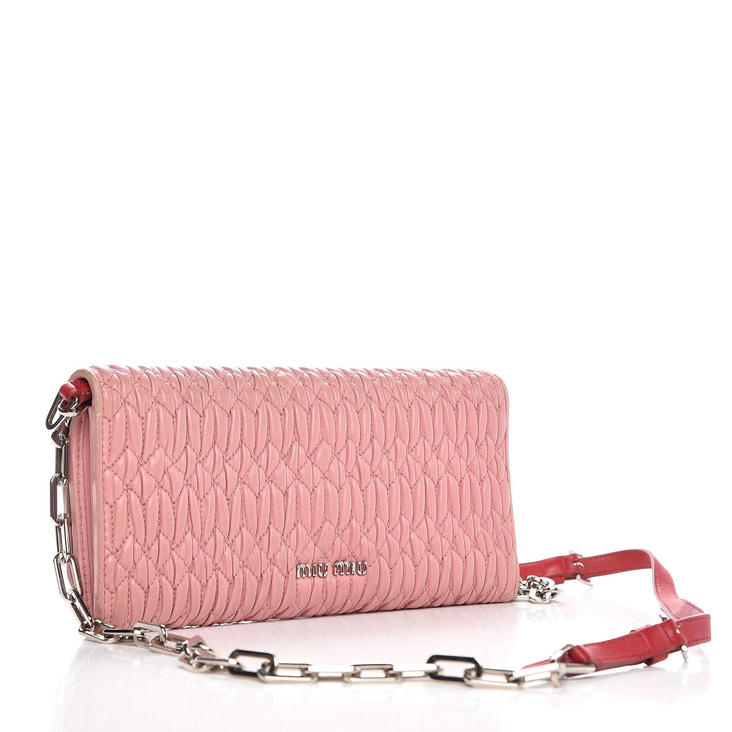Nappa Matelasse Crystal Cherry Wallet On Chain Rosa