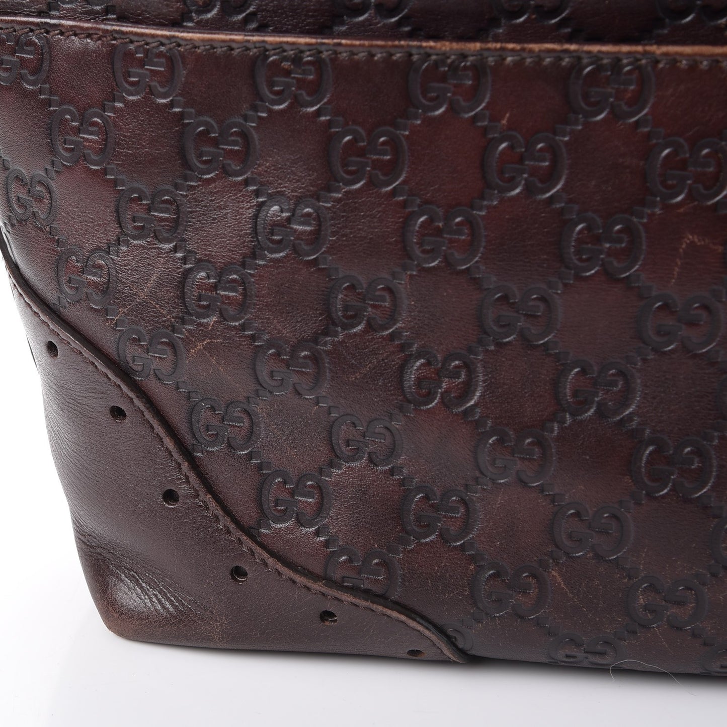 Guccissima Large Punch Tote Chocolate Brown