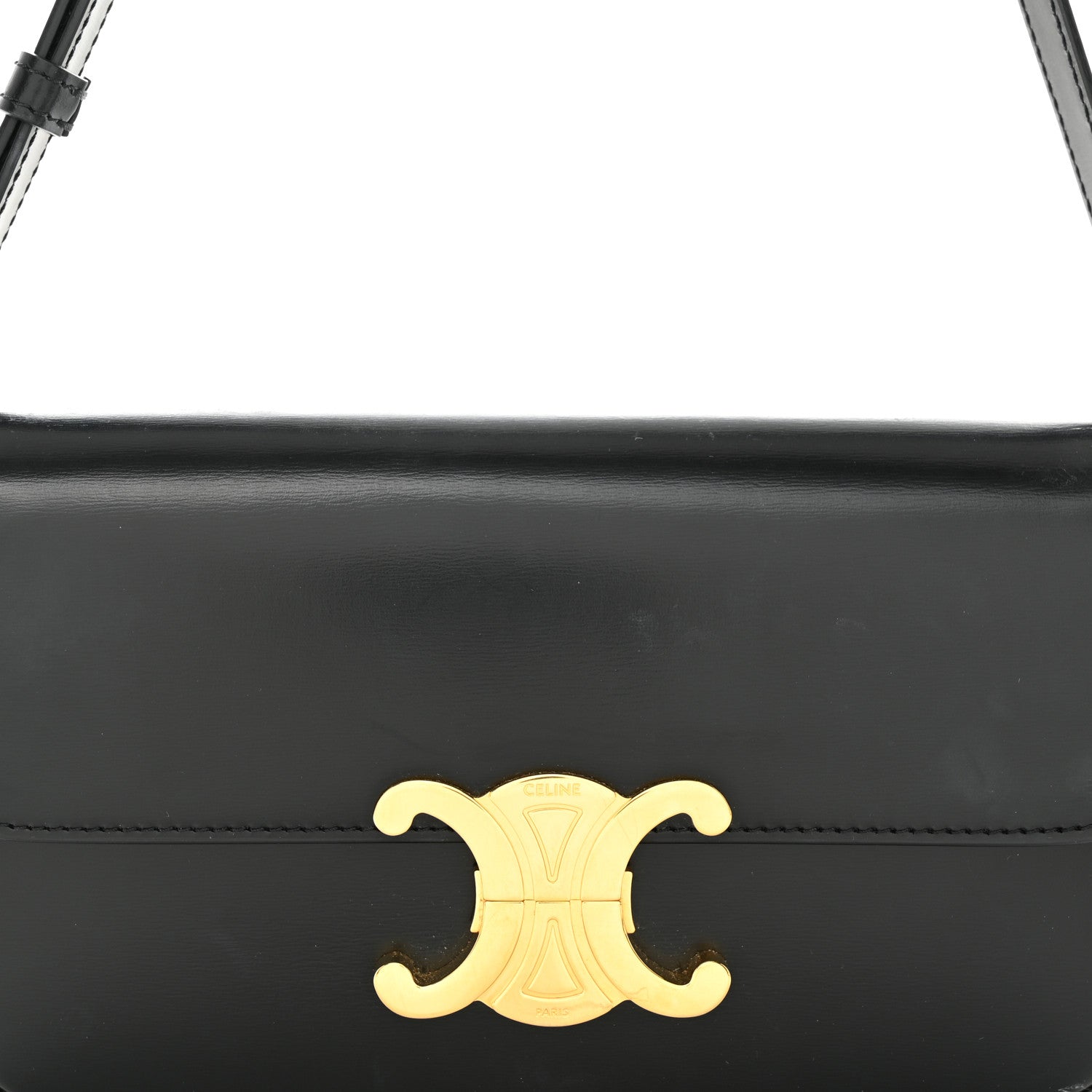 Celine Shiny Calfskin Triomphe Shoulder Bag Black 11 of 12