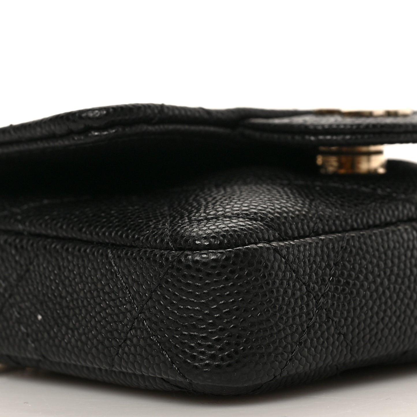 Caviar Quilted Mini Chain Belt Bag Black