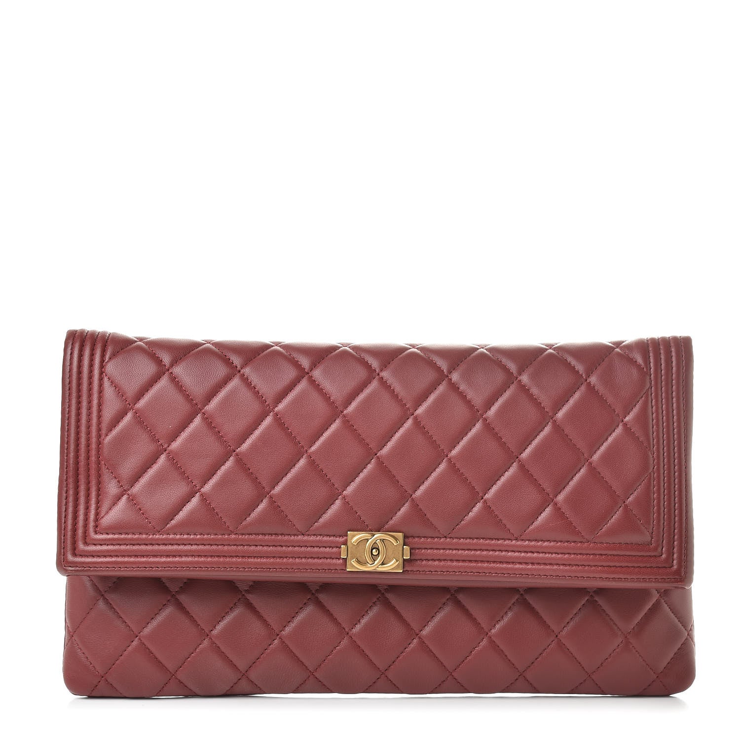 Chanel Lambskin Quilted Beauty CC Boy Clutch Red 1 of 12