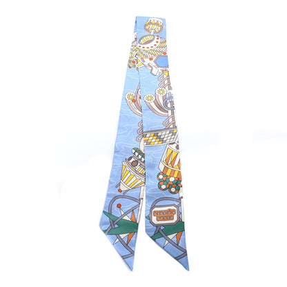 Hermes Silk Odyssey Twilly Beige Bleu Ciel Jaune Vif 2 of 4