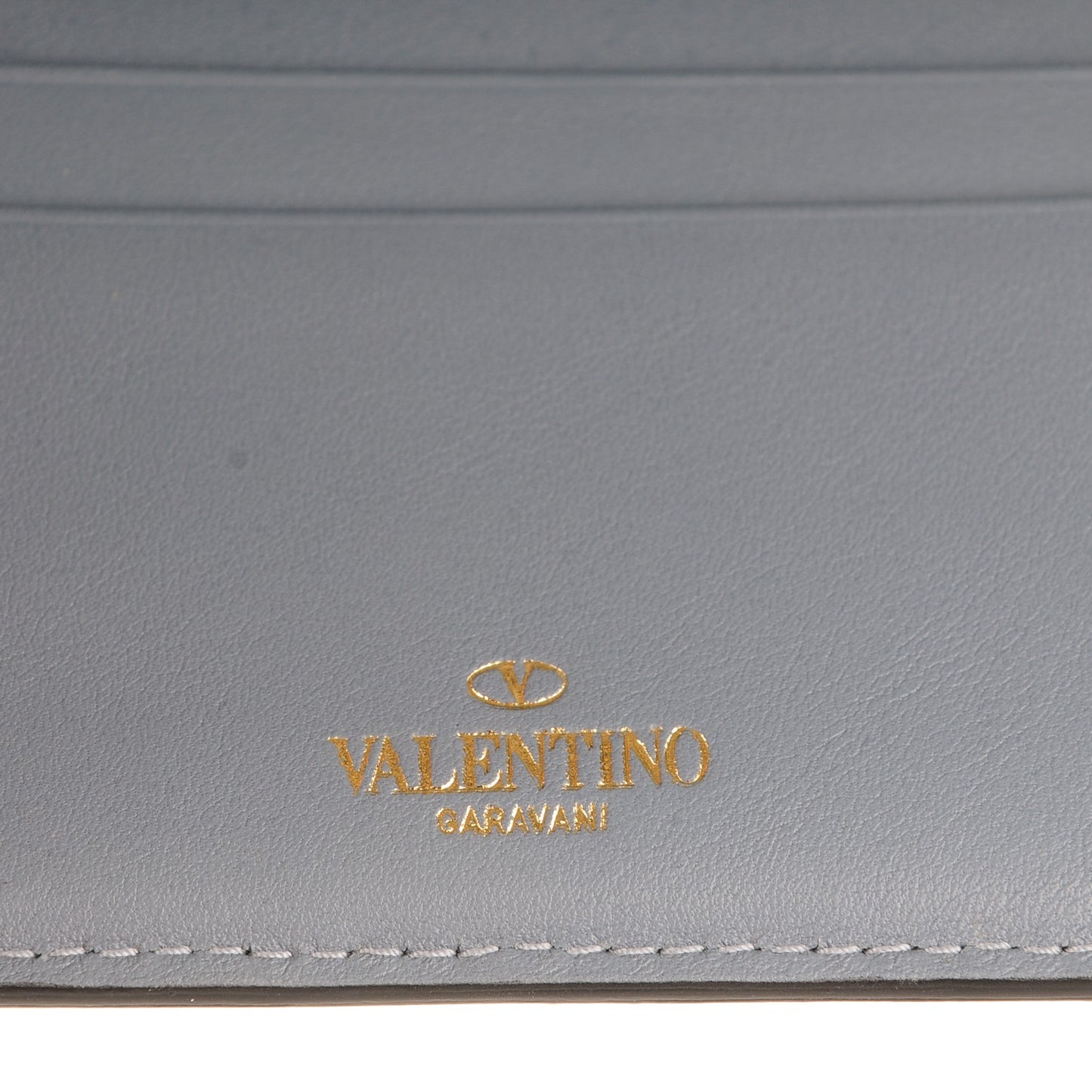 Vitello Rockstud Wallet on Strap Grey