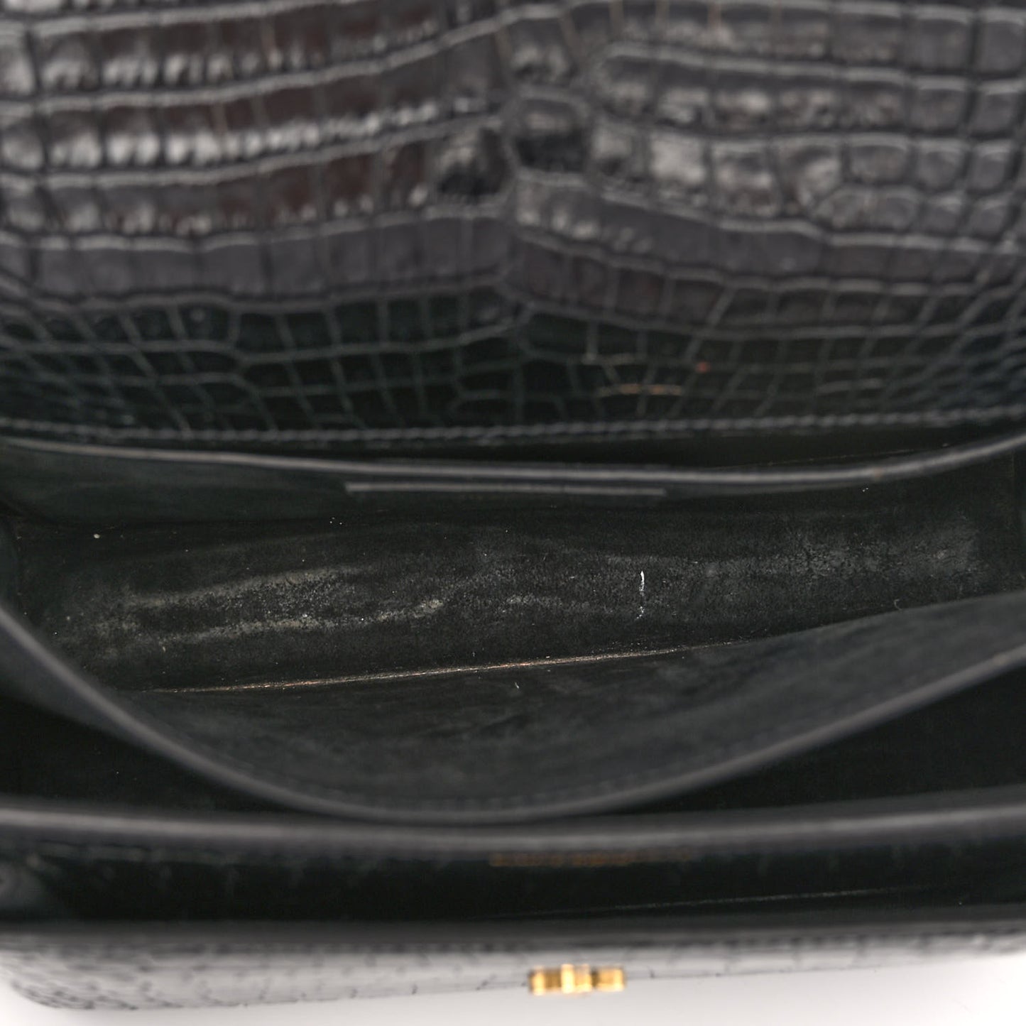 Calfskin Crocodile Embossed Medium Monogram Sunset Black