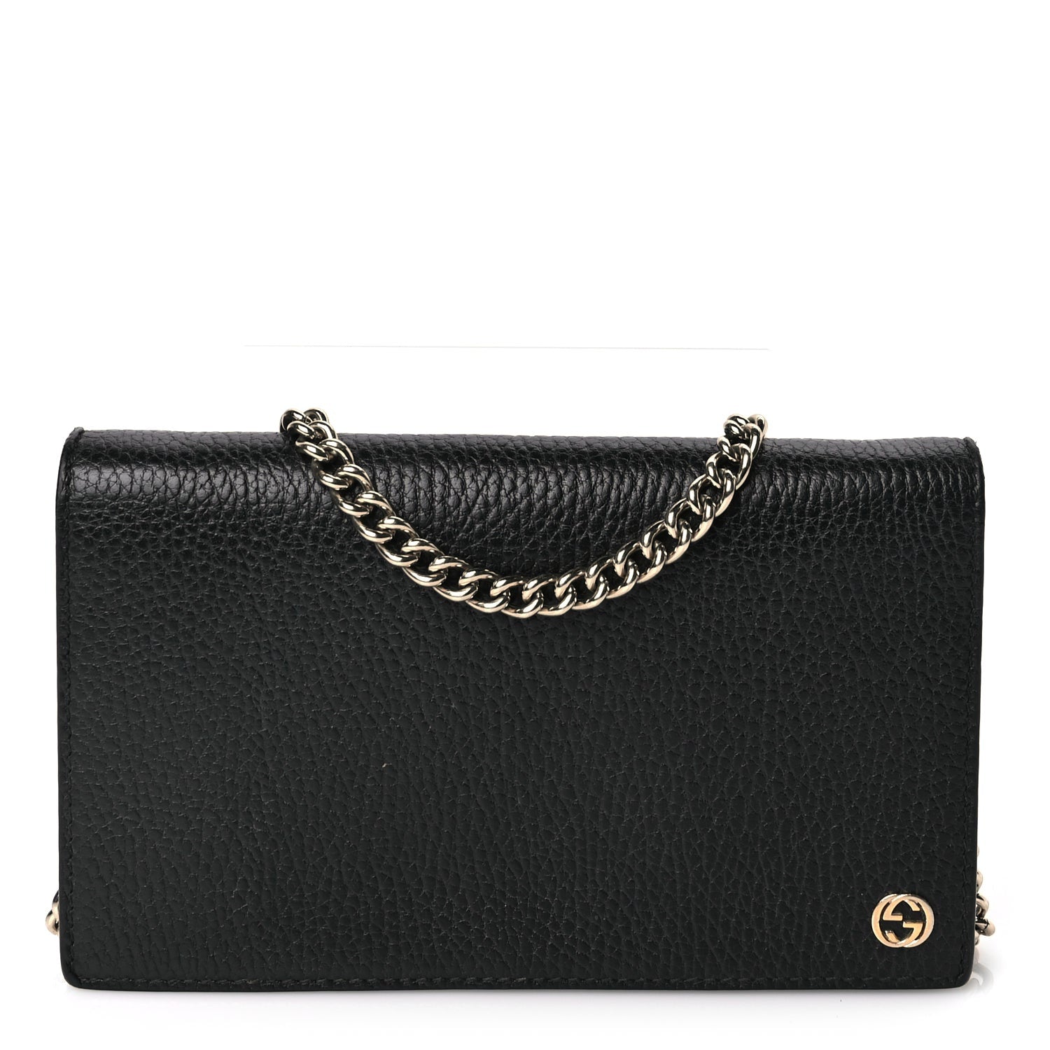 Gucci Dollar Calfskin Medium Betty Chain Wallet Black 1 of 8