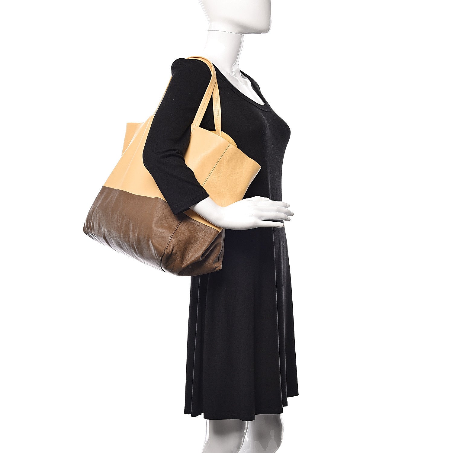 Celine Lambskin Horizontal Bi-Color Cabas Butter 2 of 9