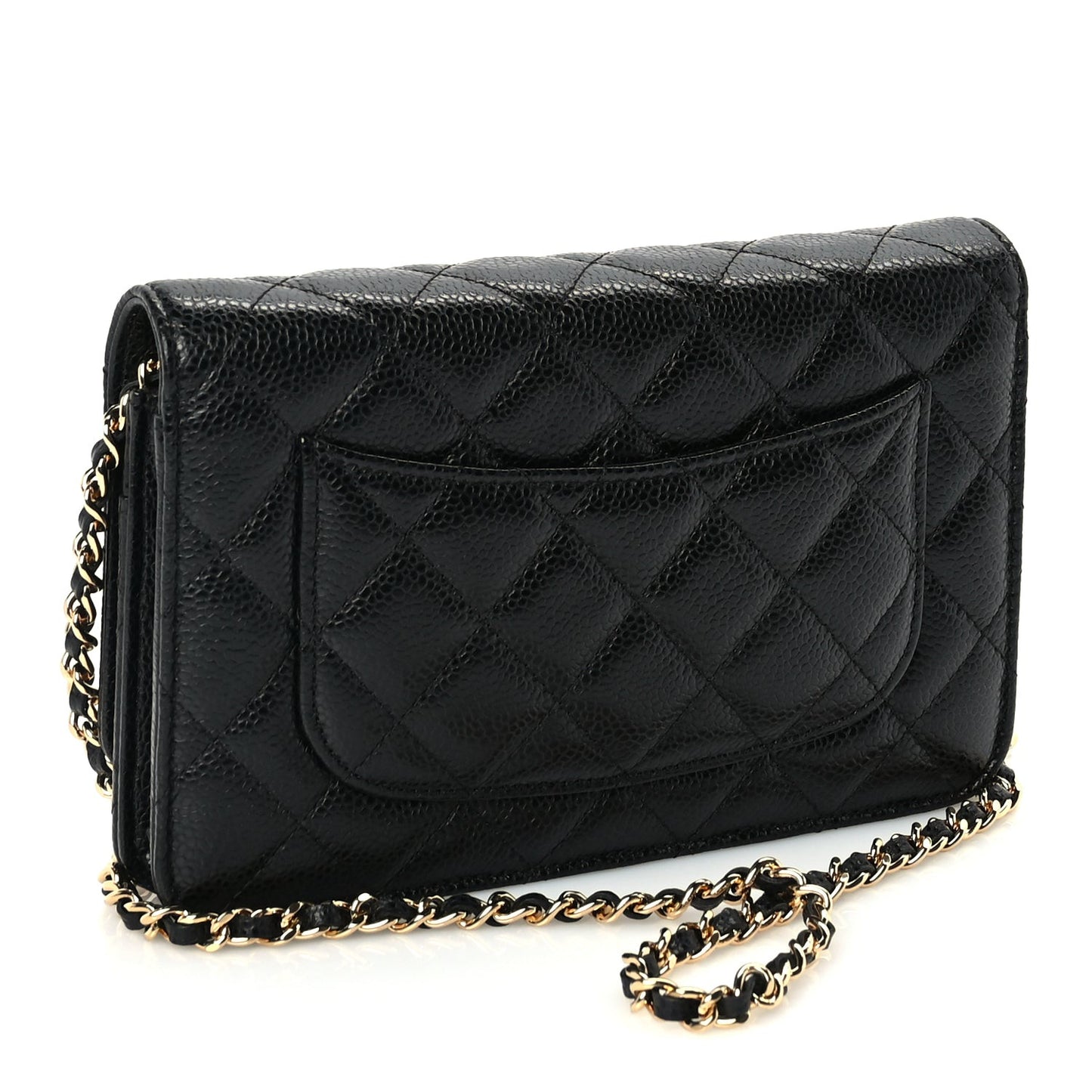 Caviar Quilted Wallet On Chain WOC Black