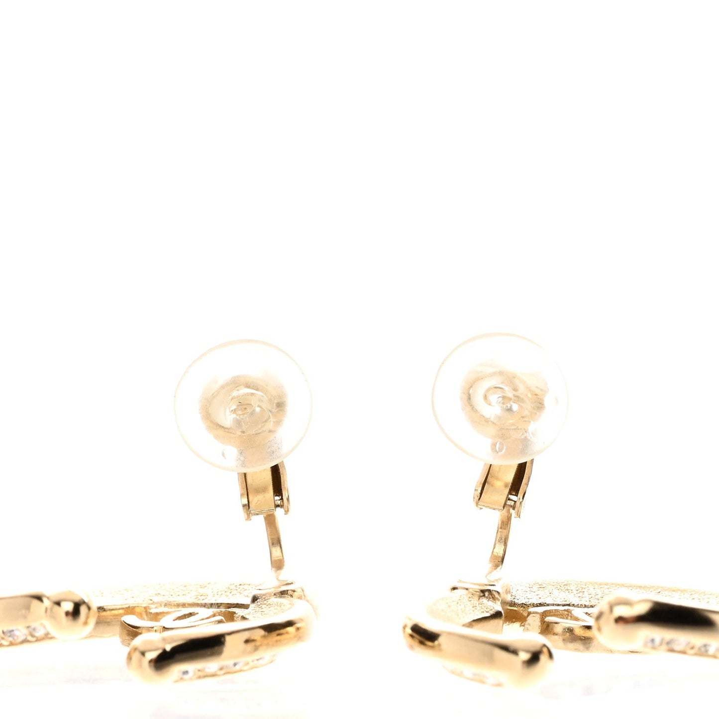 Metal Crystal CC Open Heart Earrings Gold