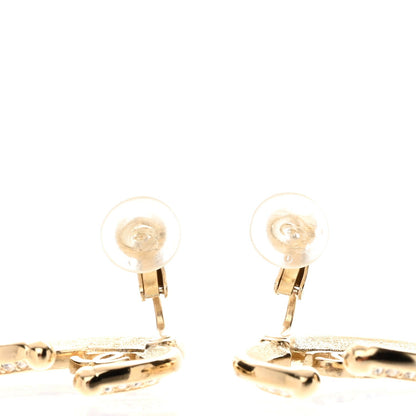 Chanel Metal Crystal CC Open Heart Earrings Gold 3 of 5