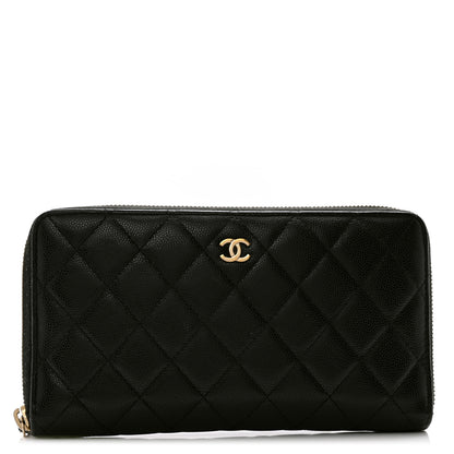 Chanel Caviar Quilted Large Zip Around Organizer Wallet Black 1 of 11