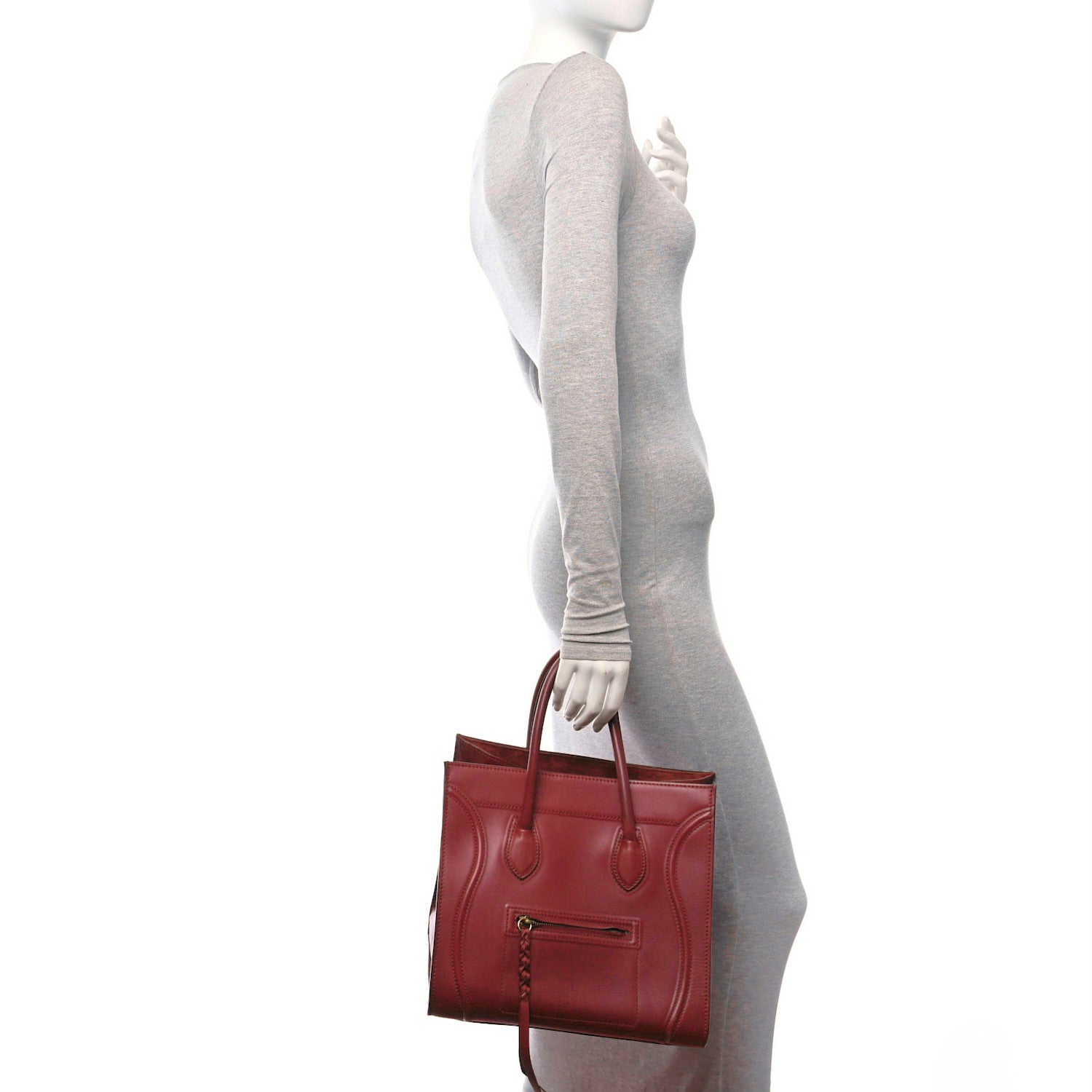 Celine Supple Calfskin Medium Phantom Luggage Burgundy 2 of 10