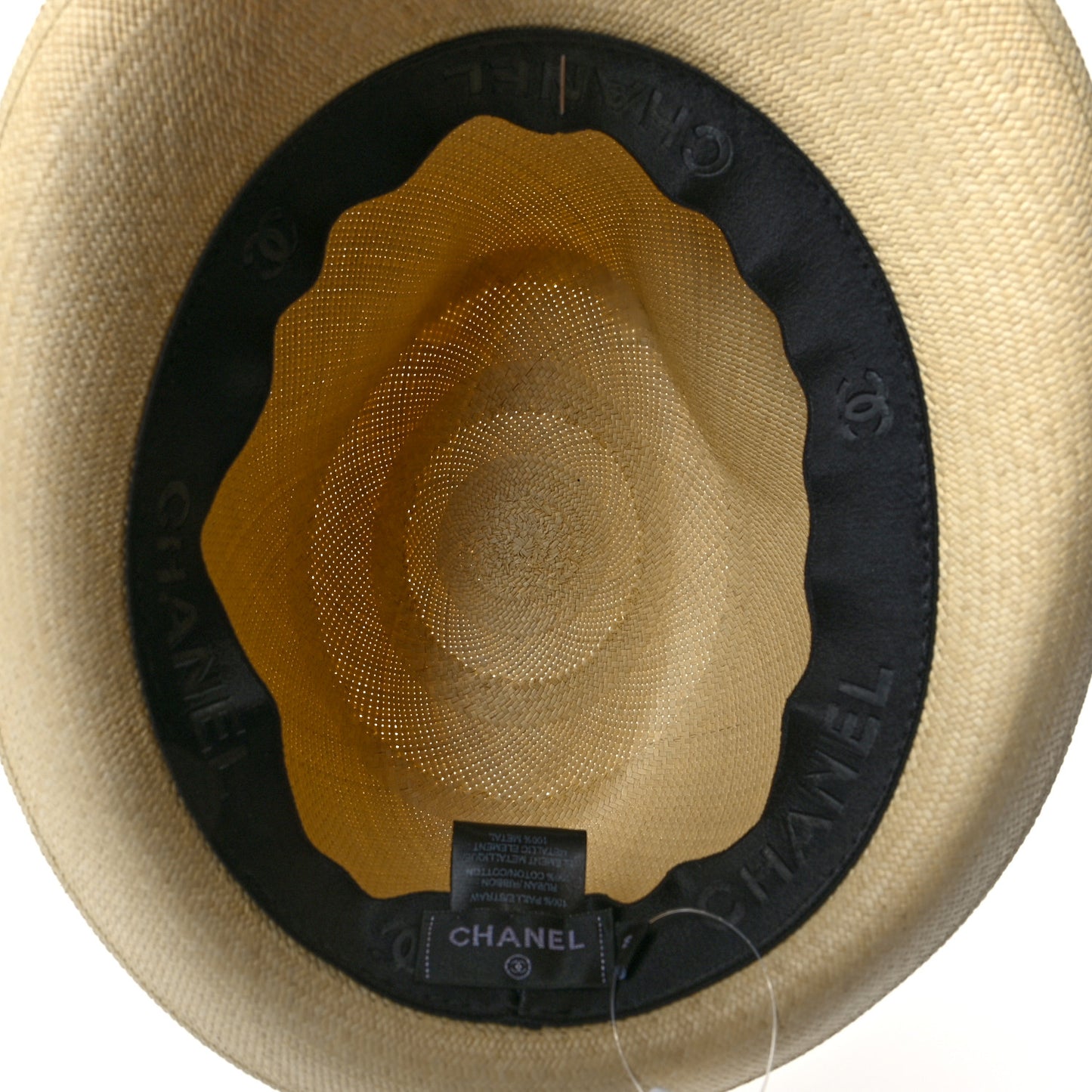 Straw CC Fedora Hat M Beige