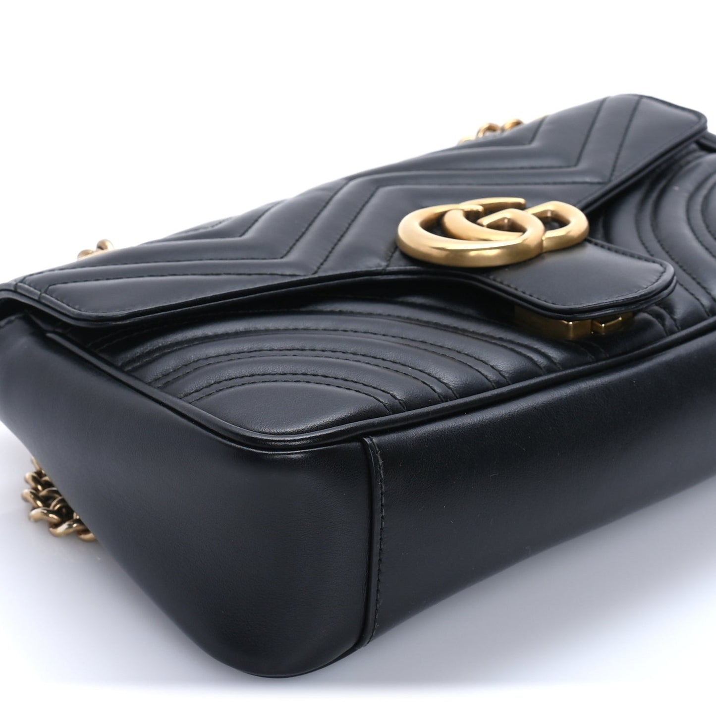 Calfskin Matelasse Small GG Marmont Shoulder Bag Black