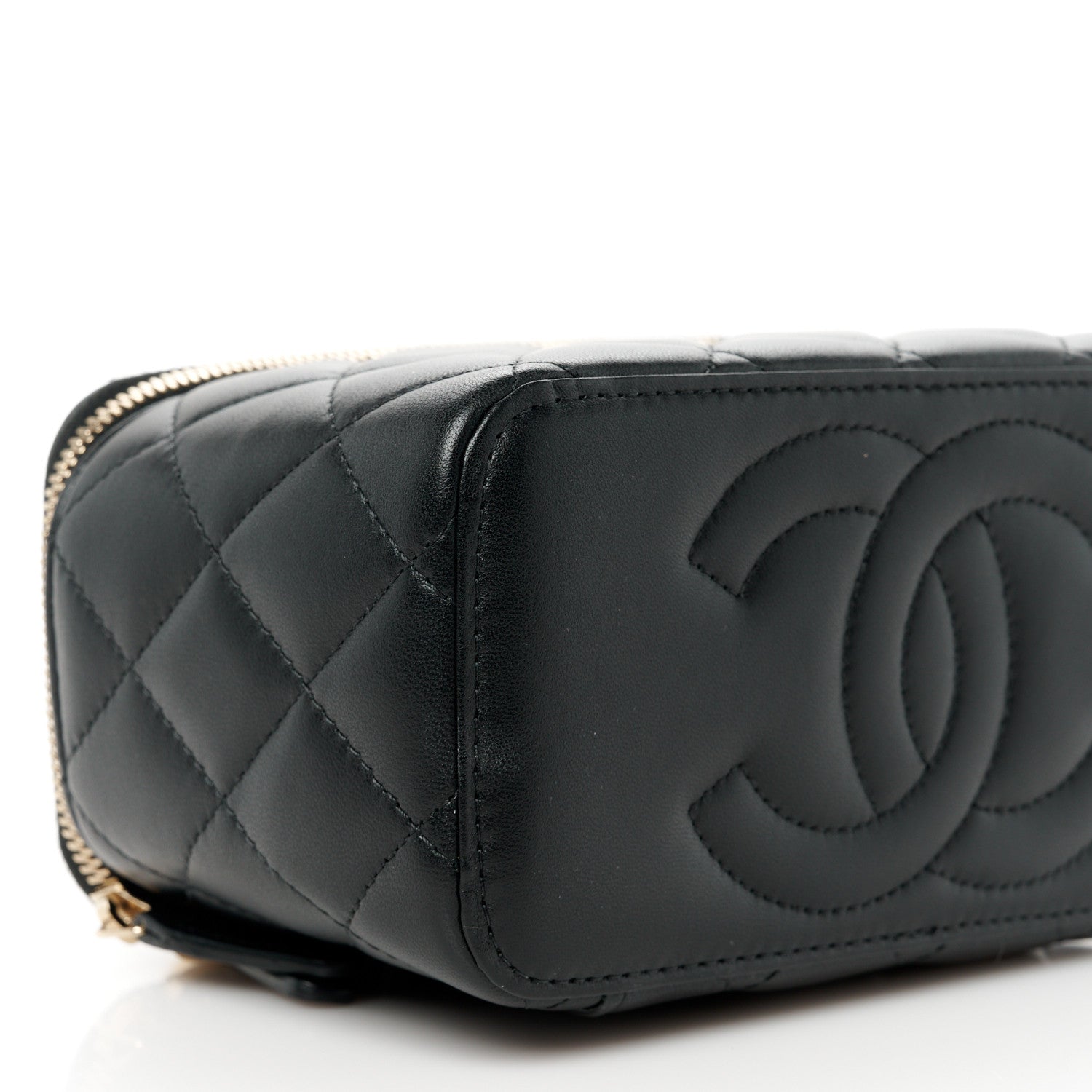 Chanel Lambskin Quilted Metal Small Top Handle Vanity Case With Chain Black 9 of 13