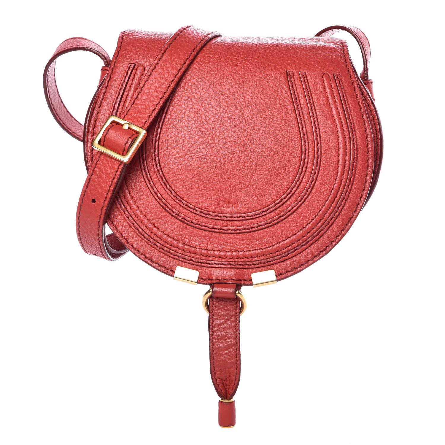 Chloe Calfskin Mini Marcie Round Crossbody Bag Red 1 of 9