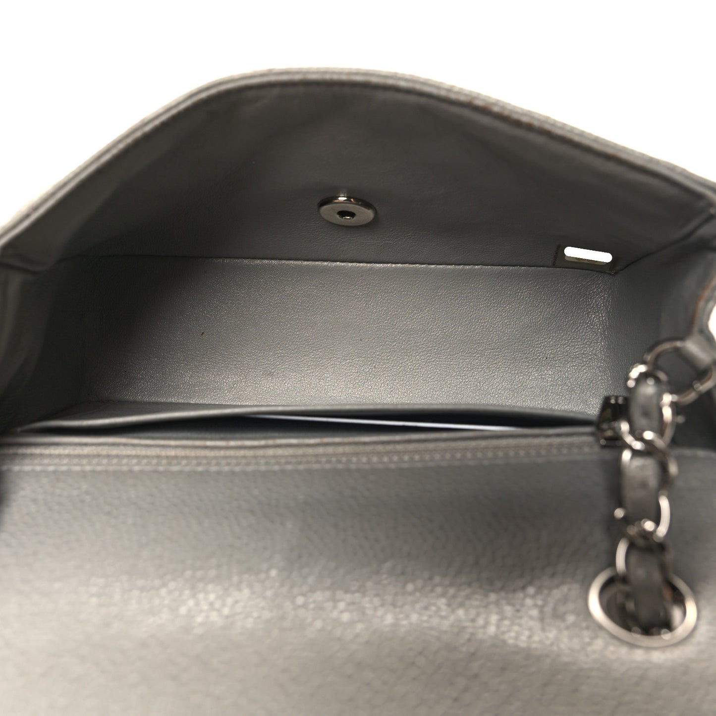 Caviar Quilted Mini Rectangular Flap Light Grey