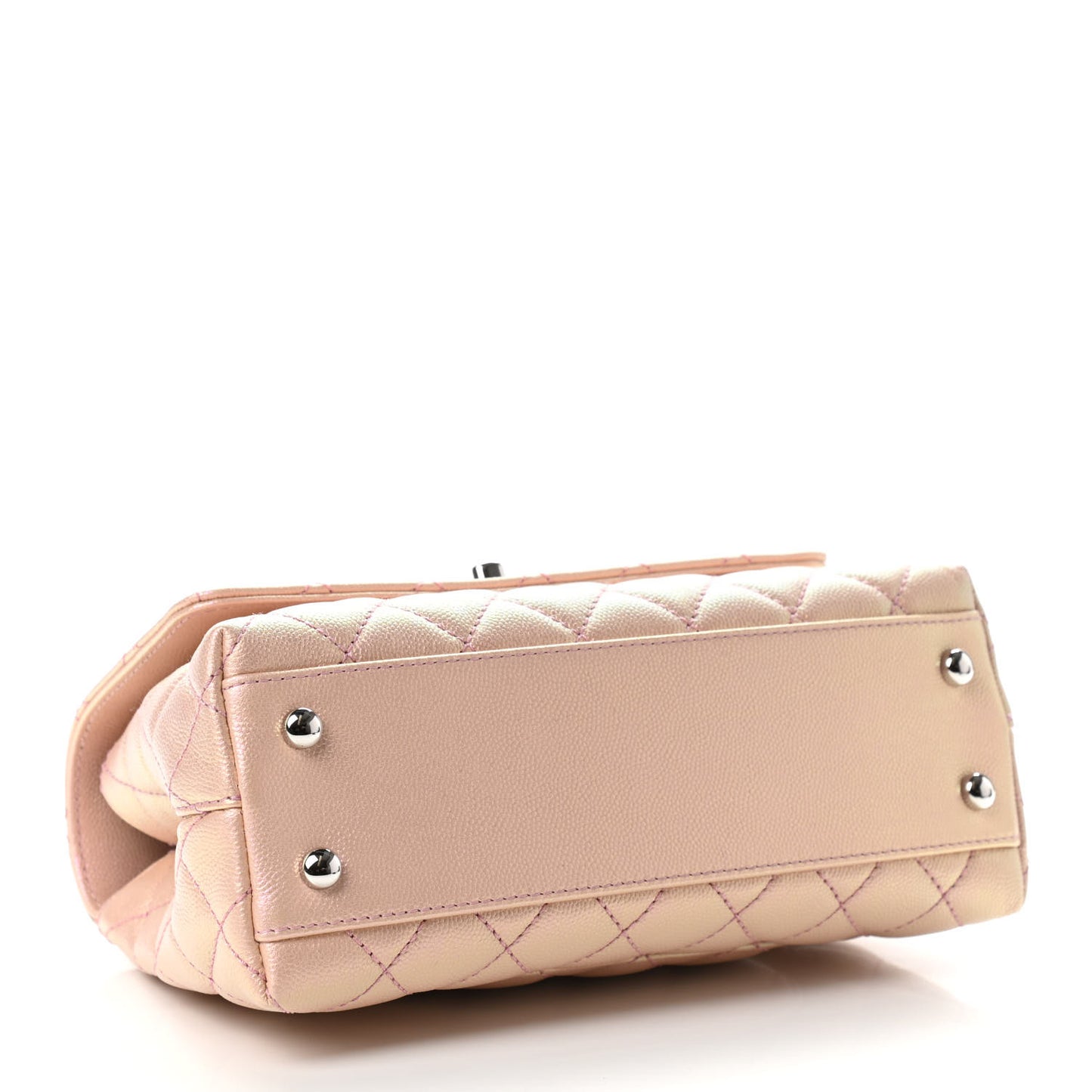 Iridescent Caviar Quilted Mini Coco Handle Flap Pink