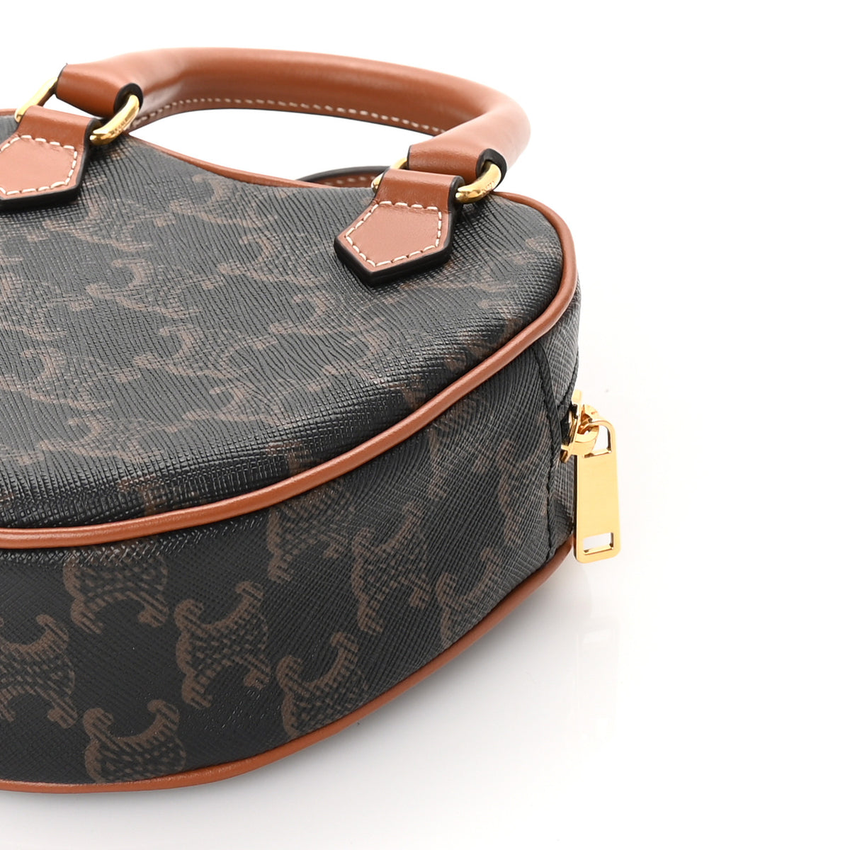 Triomphe Canvas Calfskin Heart Bag Tan