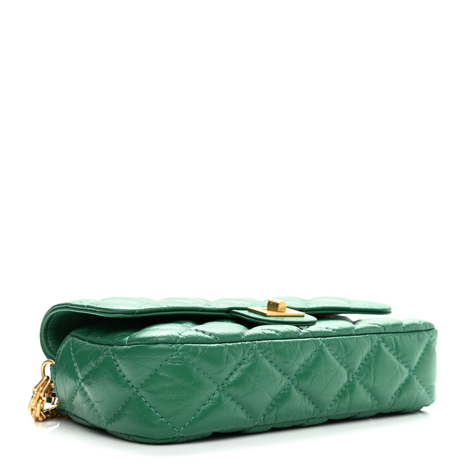 Chanel Aged Calfskin Quilted 2.55 Reissue Flap Pouch With Chain Green 4 of 13