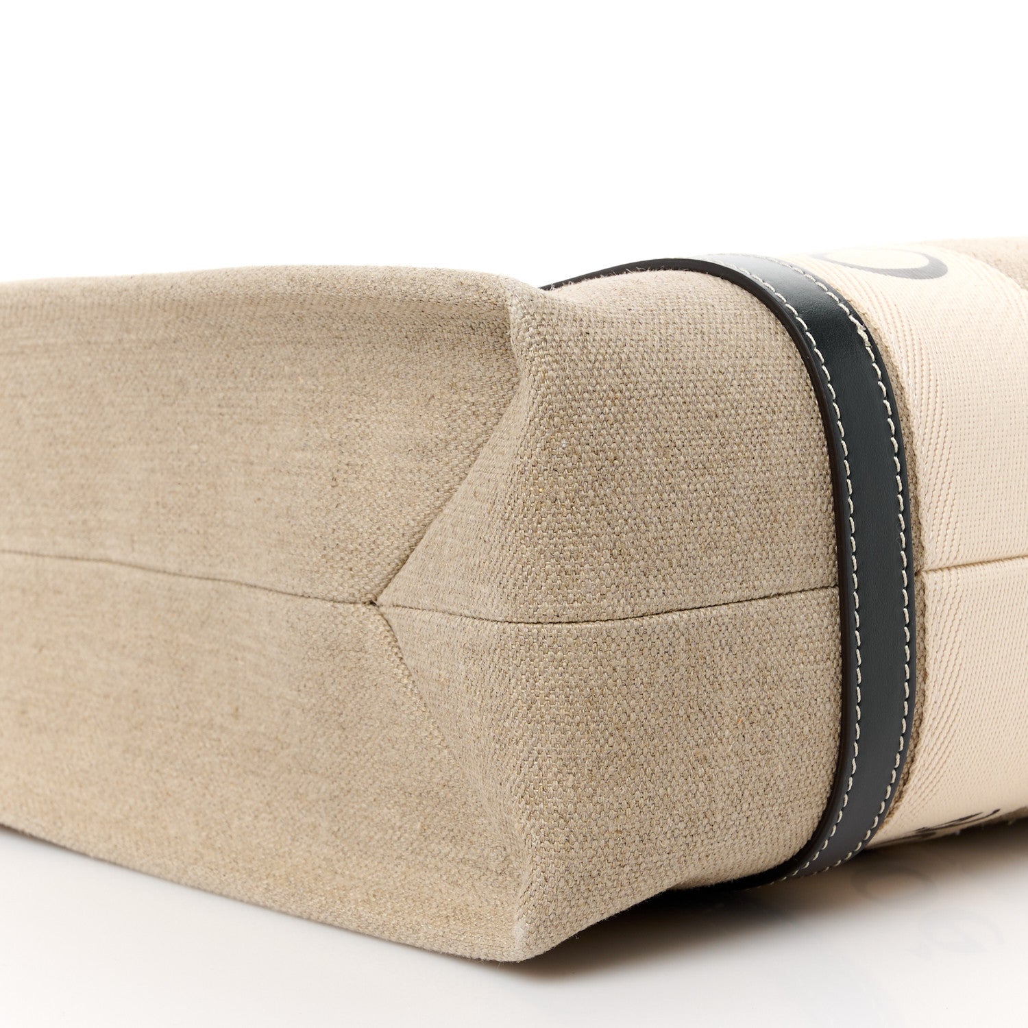 Chloe Linen Calfskin Medium Woody Ribbon Tote White Black 10 of 11