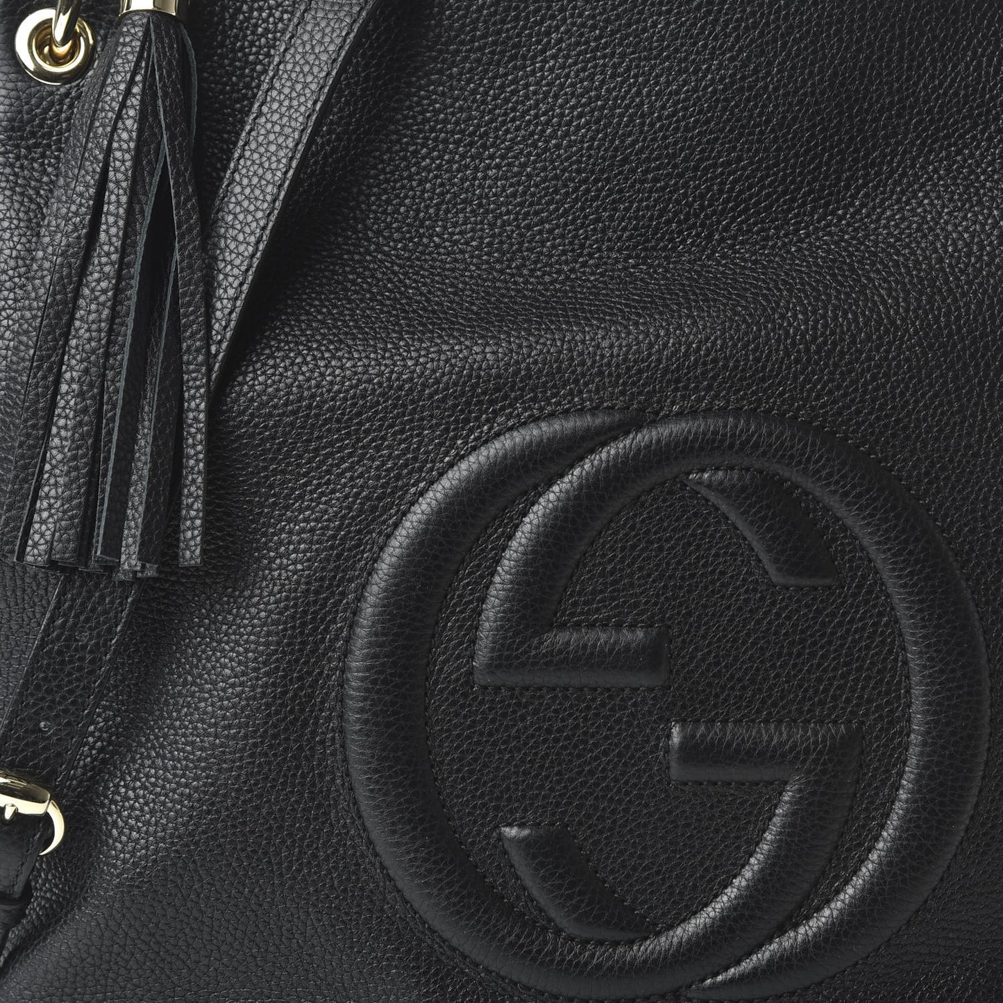 Pebbled Calfskin Large Soho Hobo Black