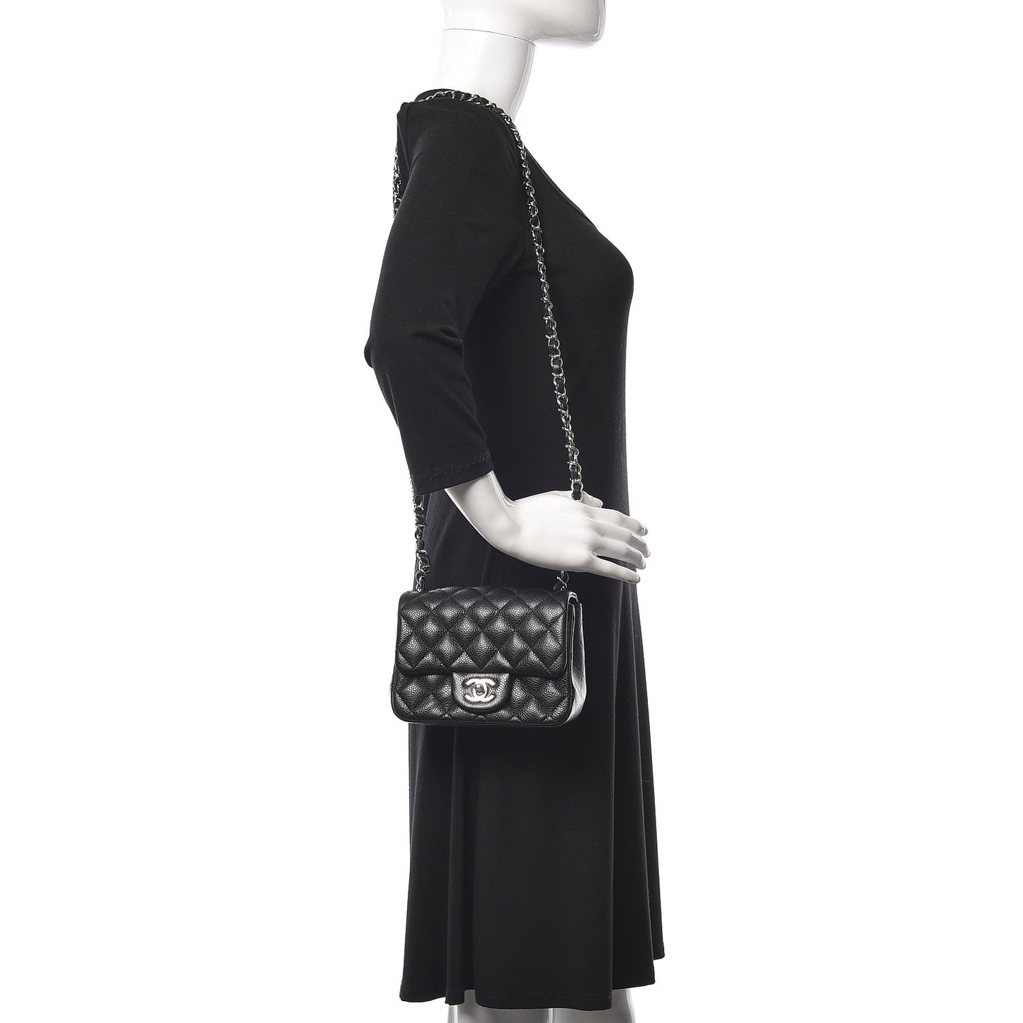 Caviar Quilted Mini Square Flap Black